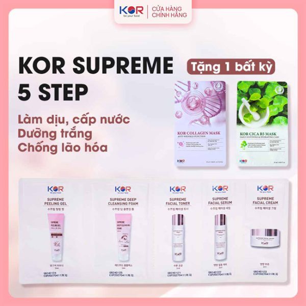 Bộ KOR Supreme 5 Step Travel Kit - Bộ mỹ phẩm du lịch KOR