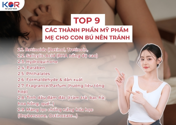 Các thành phần mỹ phẩm mẹ cho con bú nên tránh