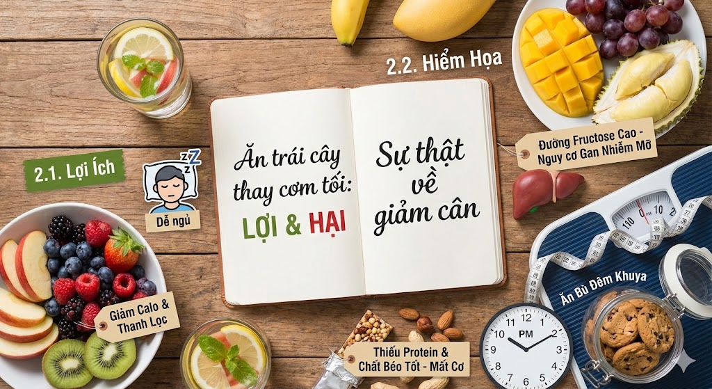 Giảm cân bằng trái cây buổi tối: Lợi – hại và sự thật chị em cần biết