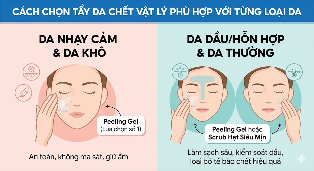 Skincare tẩy da chết vật lý cho mặt: Bí quyết loại bỏ tế bào chết mà không kích ứng
