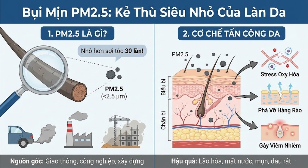Bụi mịn PM 2.5 gây đau rát da – Cách xử lý như thế nào ?