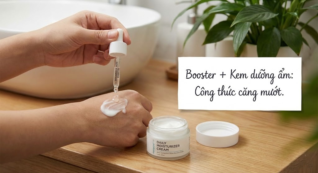 Booster kết hợp kem dưỡng ẩm – công thức hoàn hảo cho làn da căng mướt