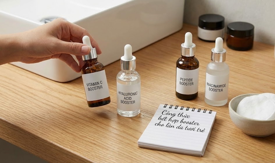 Booster combination formulas for youthful skin