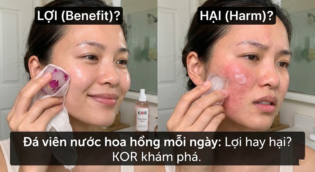 Dùng đá viên nước hoa hồng mỗi ngày: Lợi hay hại? Có giúp se lỗ chân lông không?