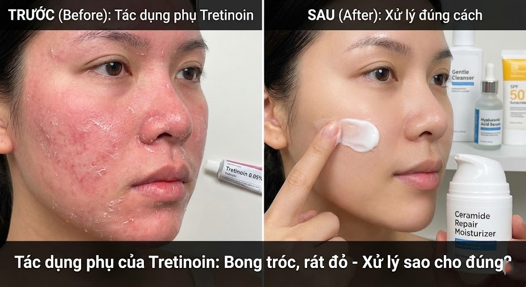 Tác dụng phụ của tretinoin: Bị bong tróc, rát đỏ – xử lý sao cho đúng?