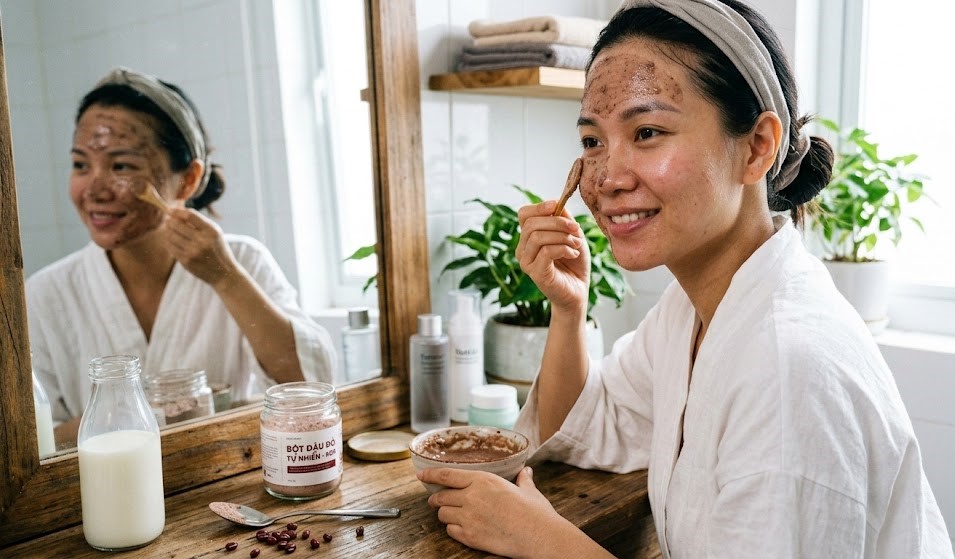 Da trắng bất ngờ với công thức tắm trắng bằng bột đậu đỏ