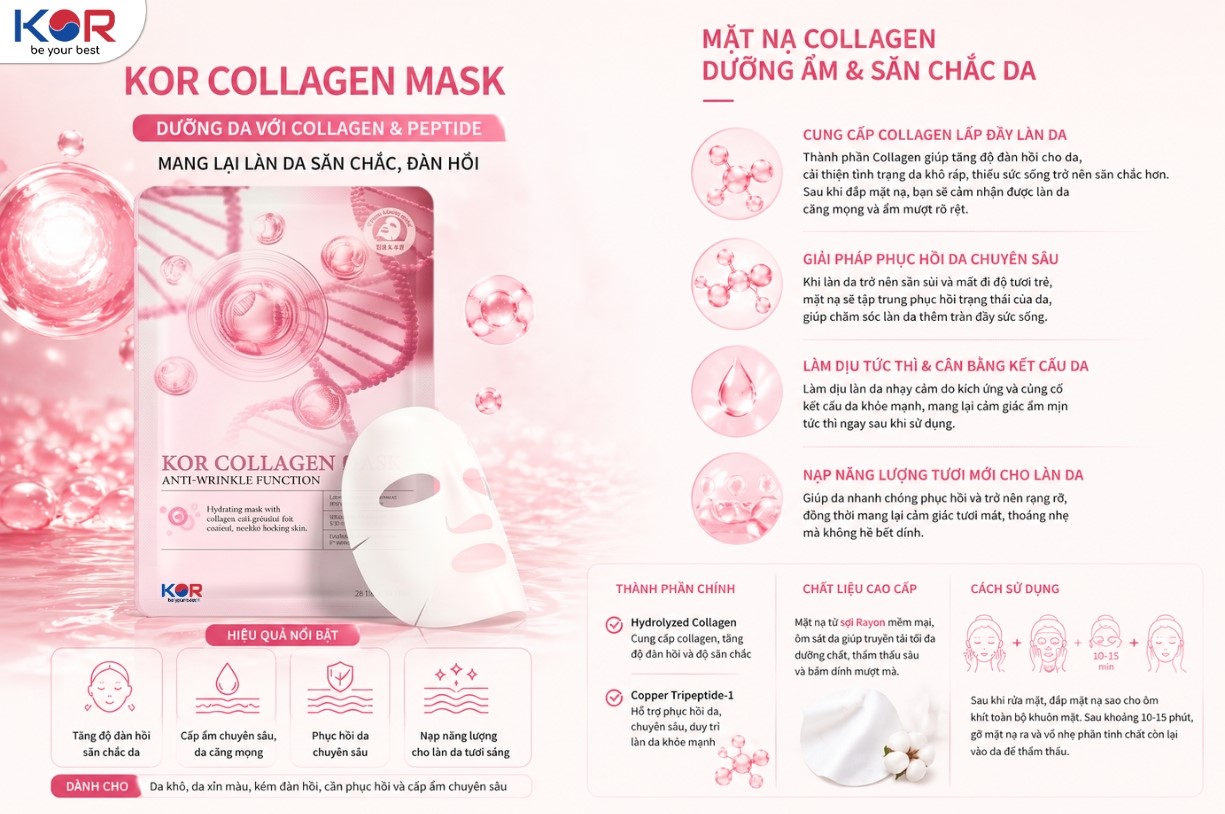Review Chi Tiết Mặt Nạ Collagen KOR: “Trạm Sạc Thanh Xuân” Chống Nhăn Và Phục Hồi Làn Da Chuyên Sâu