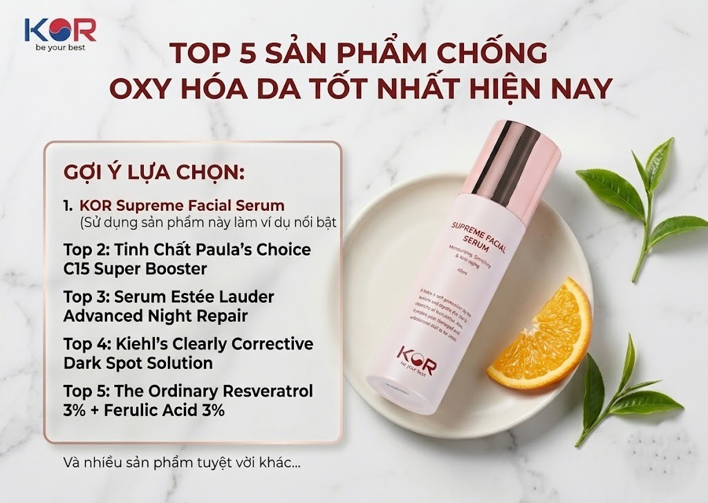 Top 5 Sản Phẩm Chống Oxy Hóa Da Tốt Nhất Hiện Nay