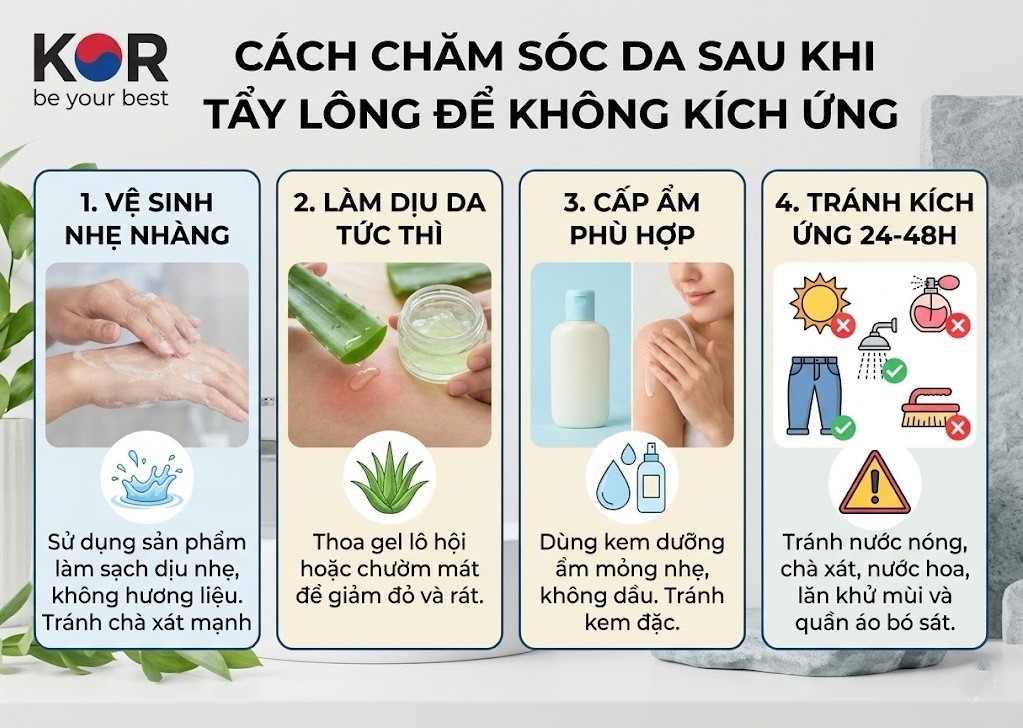 Cách Chăm Sóc Da Sau Khi Tẩy Lông Để Không Kích Ứng