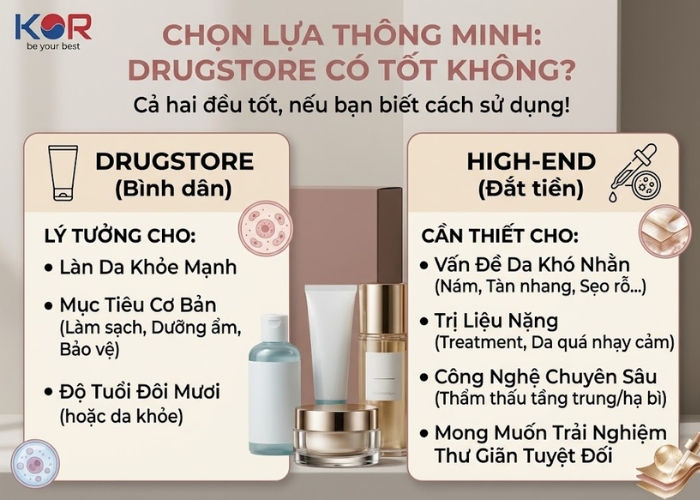 So sánh mỹ phẩm High-end và Drugstore: Có thực sự khác biệt?