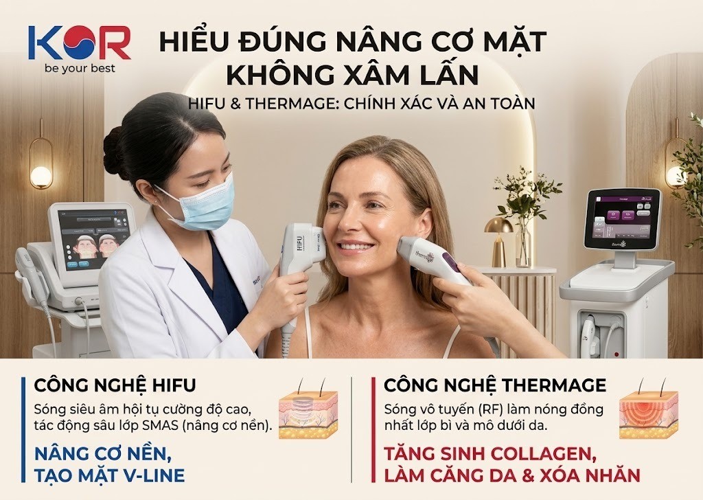 Hiểu đúng nâng cơ mặt không xâm lấn bằng công nghệ Hifu và Thermage