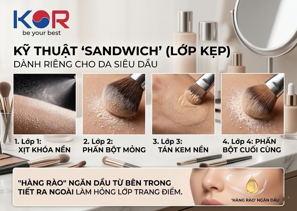 Mẹo dùng phấn bột không màu để “khóa” dầu thừa trên da hiệu quả