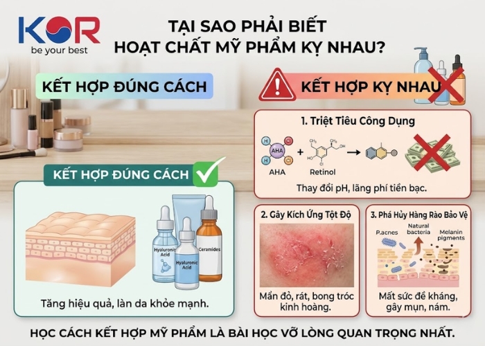 Những thành phần mỹ phẩm “đại kỵ” không nên dùng chung.