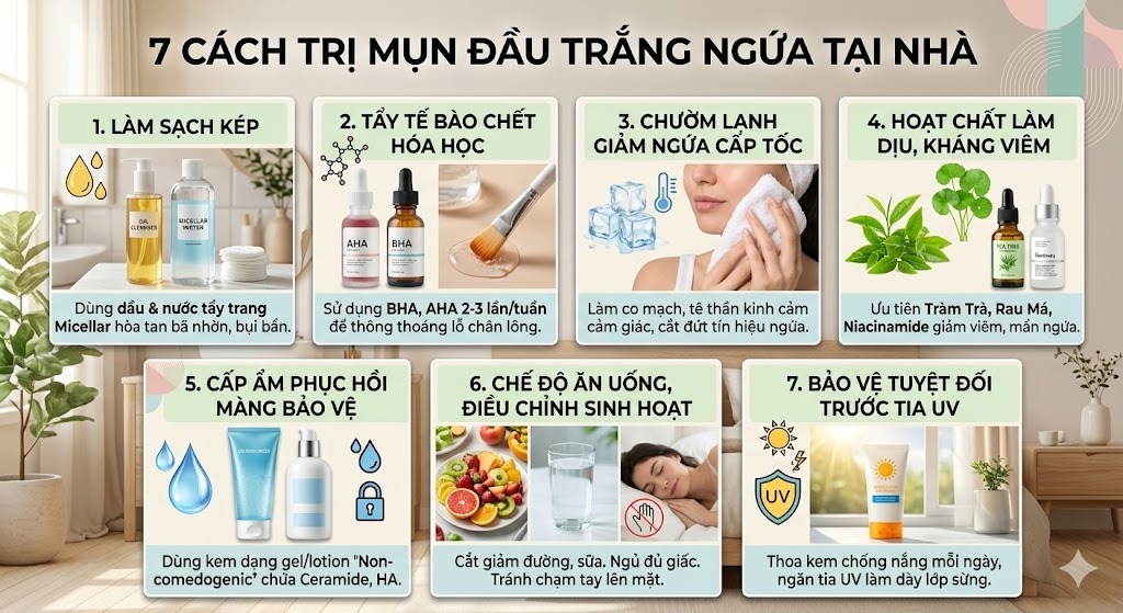 Đừng Gãi ! Đây là 7 cách trị mụn đầu trắng ngứa hiệu quả an toàn