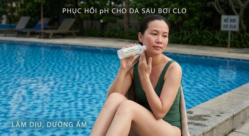 Cách phục hồi độ pH cho da sau khi bơi ở hồ có nhiều Clo 