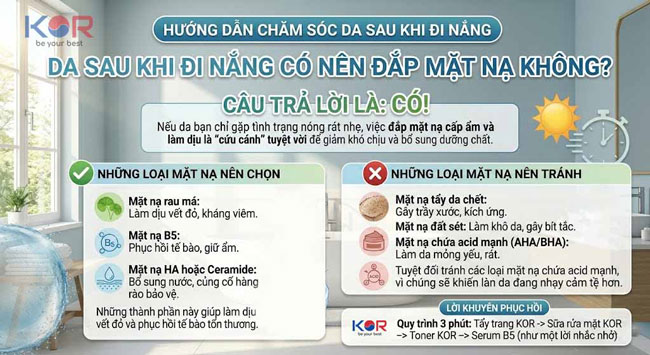 Da sau khi đi nắng có nên đắp mặt nạ không?