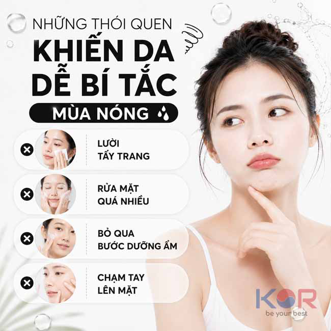 Những thói quen khiến da dễ bí tắc mùa nóng