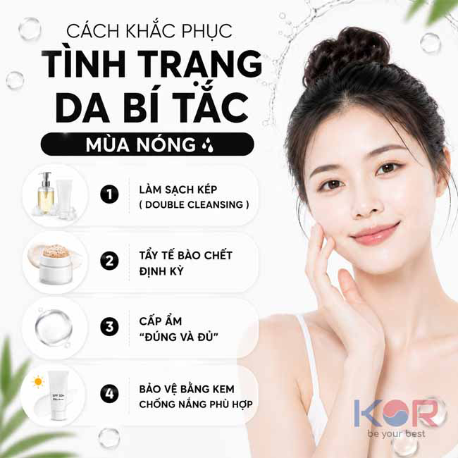 Cách khắc phục tình trạng da bí tắc mùa nóng