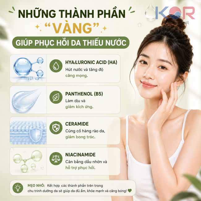 Những thành phần "vàng" giúp phục hồi da thiếu nước