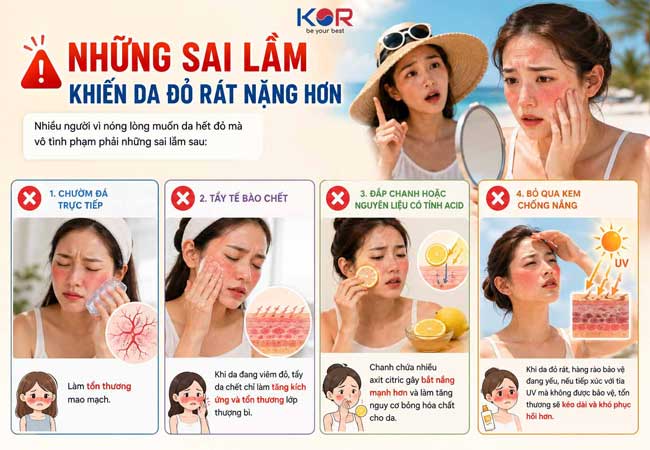 Những sai lầm khiến da đỏ rát nặng hơn