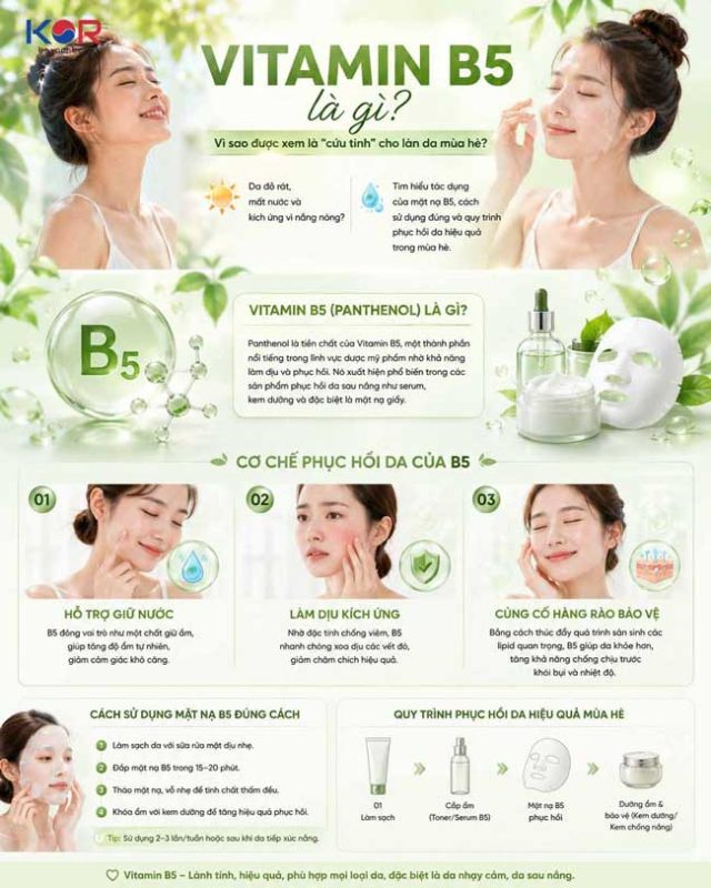 Vitamin B5 là gì? Vì sao được xem là "cứu tinh" cho làn da mùa hè?