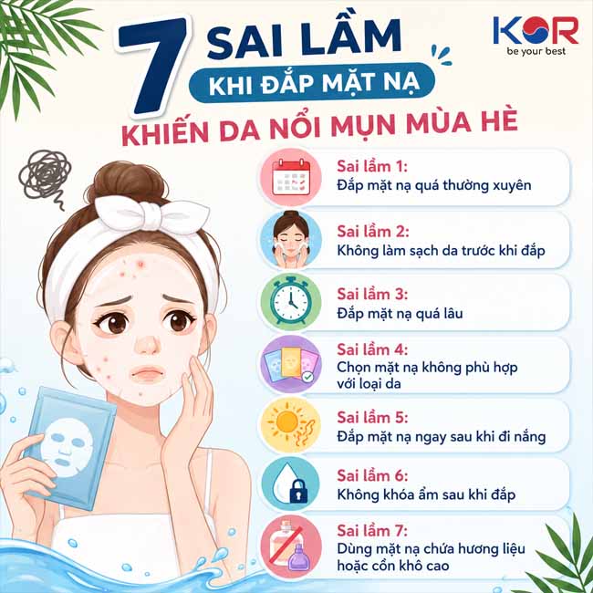 7 sai lầm khi đắp mặt nạ khiến da nổi mụn mùa hè