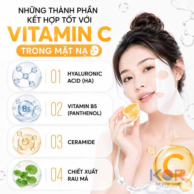 Những thành phần kết hợp tốt với vitamin C trong mặt nạ