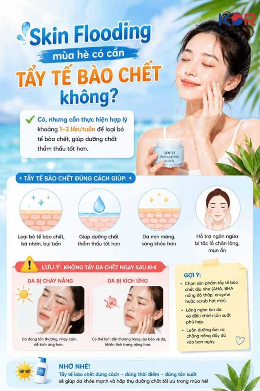 Skin Flooding mùa hè có cần tẩy tế bào chết không?
