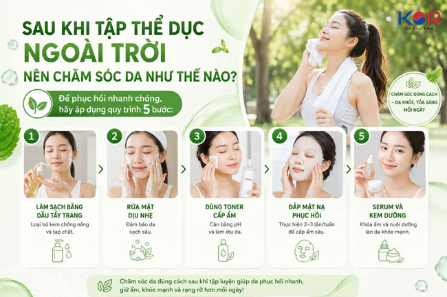 Sau khi tập thể dục ngoài trời nên chăm sóc da như thế nào?