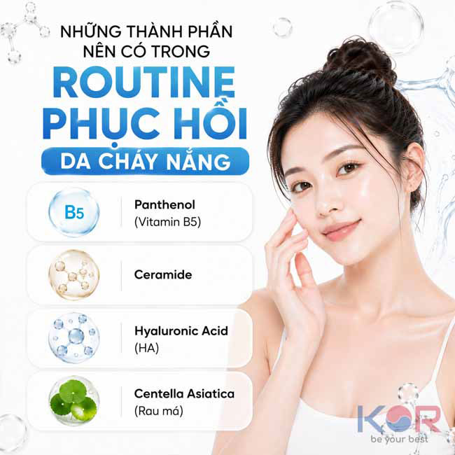 Những thành phần nên có trong routine phục hồi da cháy nắng