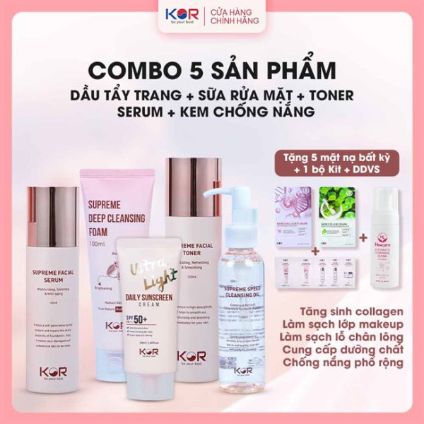 Bộ Phục Hồi Chuyên Sâu ( Dầu tẩy trang + Sữa rửa mặt + Toner + Serum + Kem chống nắng )
