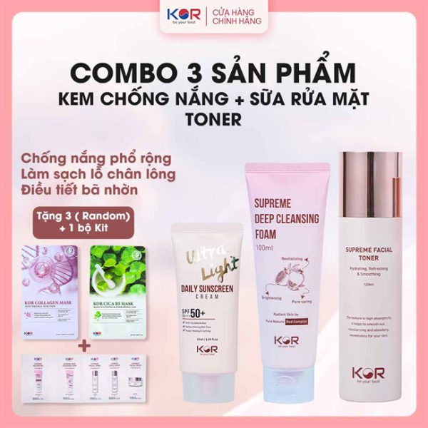 Bộ Bảo Vệ Mỗi Ngày ( Kem chống nắng + Sữa rửa mặt + Toner )