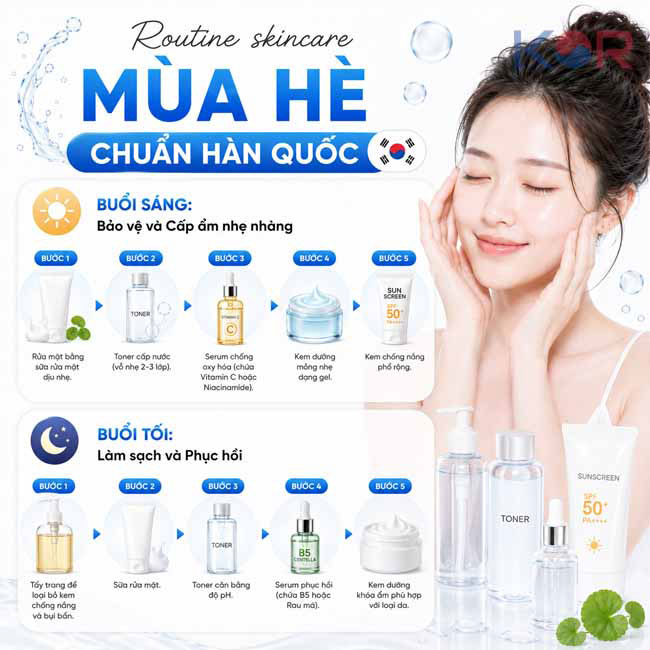 Routine skincare mùa hè chuẩn Hàn Quốc