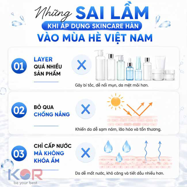 Những sai lầm khi áp dụng skincare Hàn vào mùa hè Việt Nam
