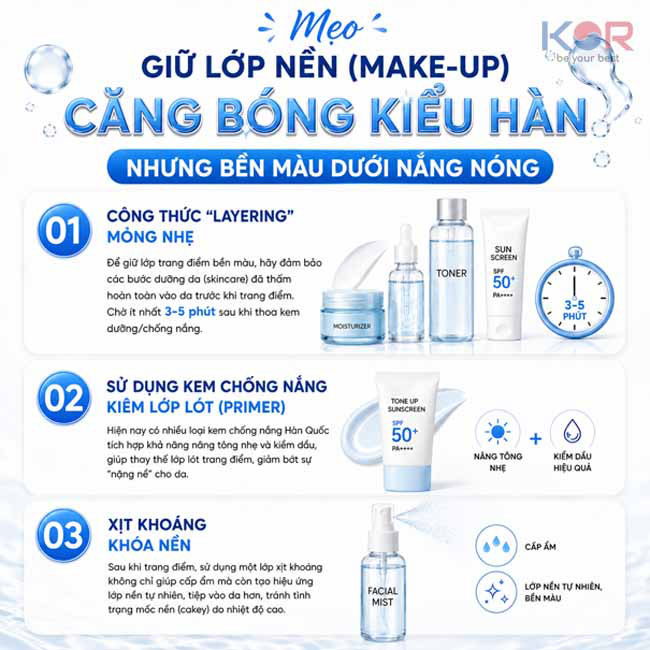 Mẹo giữ lớp nền (Make-up) căng bóng kiểu Hàn