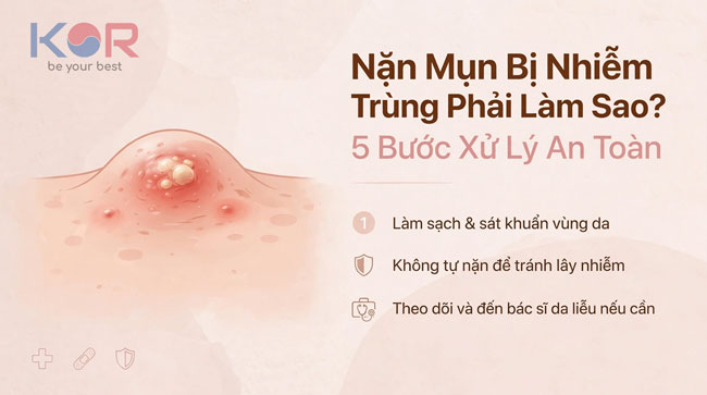 Nặn Mụn Bị Nhiễm Trùng Phải Làm Sao? 5 Bước Xử Lý An Toàn